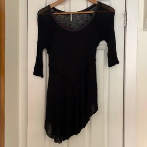 Free People mesh top with fray details